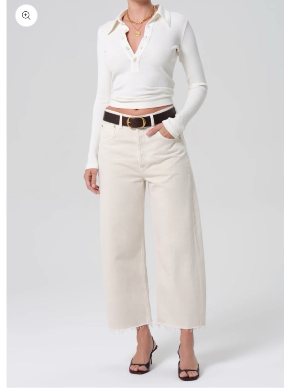 Citizens of Humanity Ayla Baggy Wide Leg Jeans Cream Almondette 25 - Picture 16 of 16